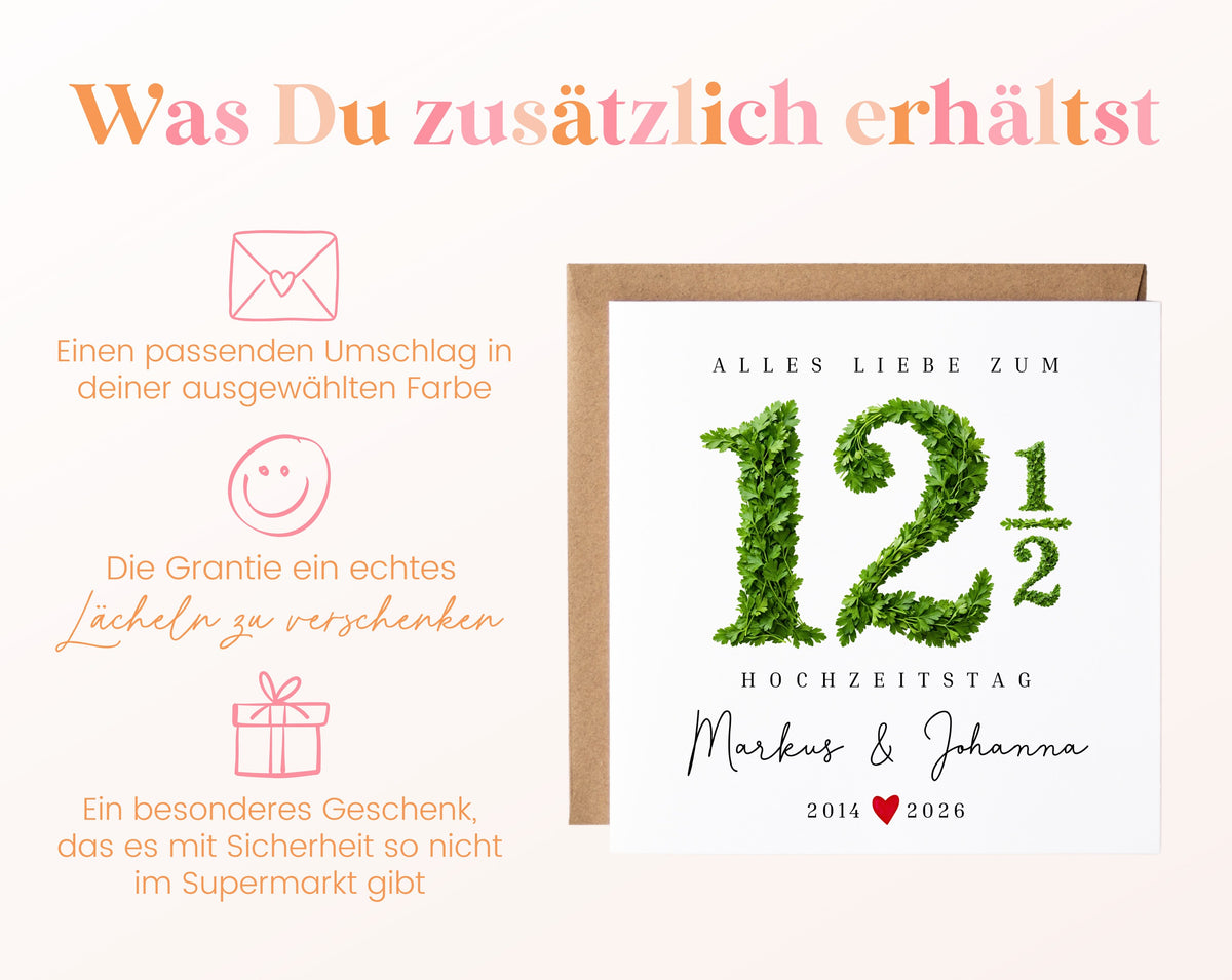 Petersilienhochzeit Karte - Blattzahl 12½ - personalisiert