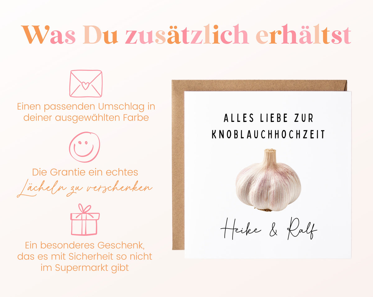 Knoblauchhochzeit Karte - Knoblauchknolle - personalisiert