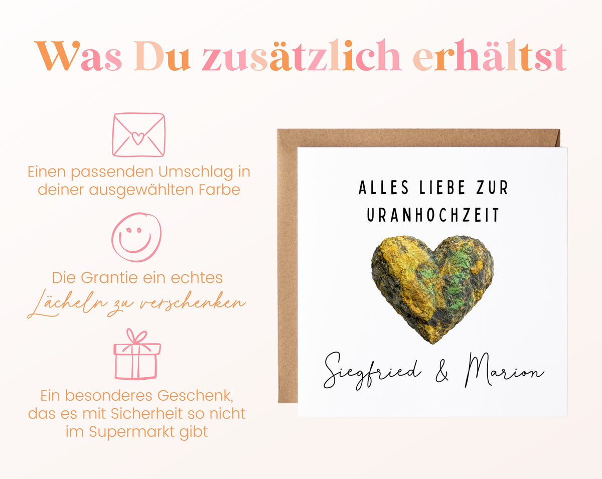 Uranhochzeit Karte - Mineralherz - personalisiert