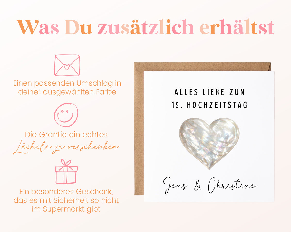 Perlmutthochzeit Karte - Perlmuttherz - personalisiert