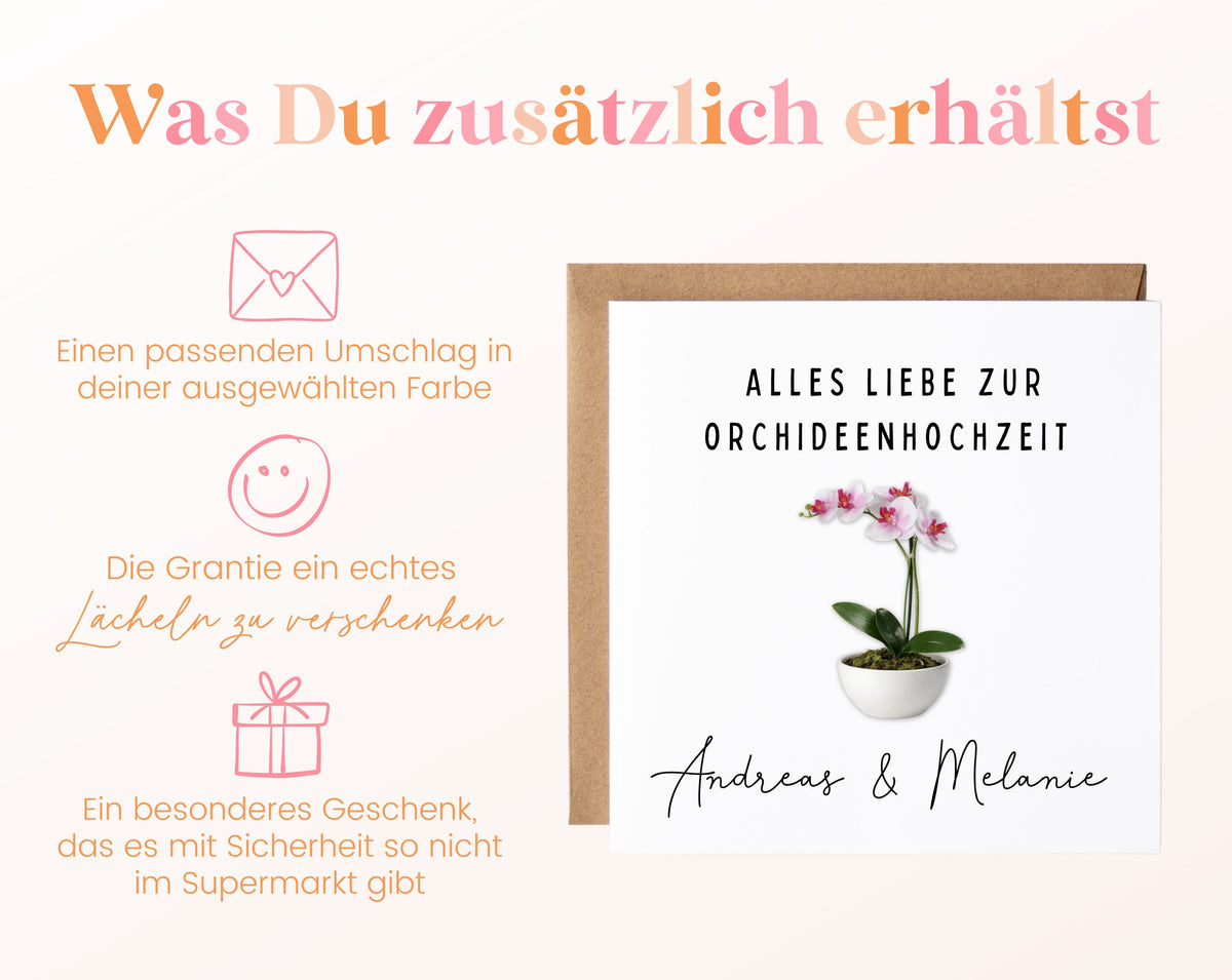 Orchideenhochzeit Karte - Orchidee im Topf - personalisiert