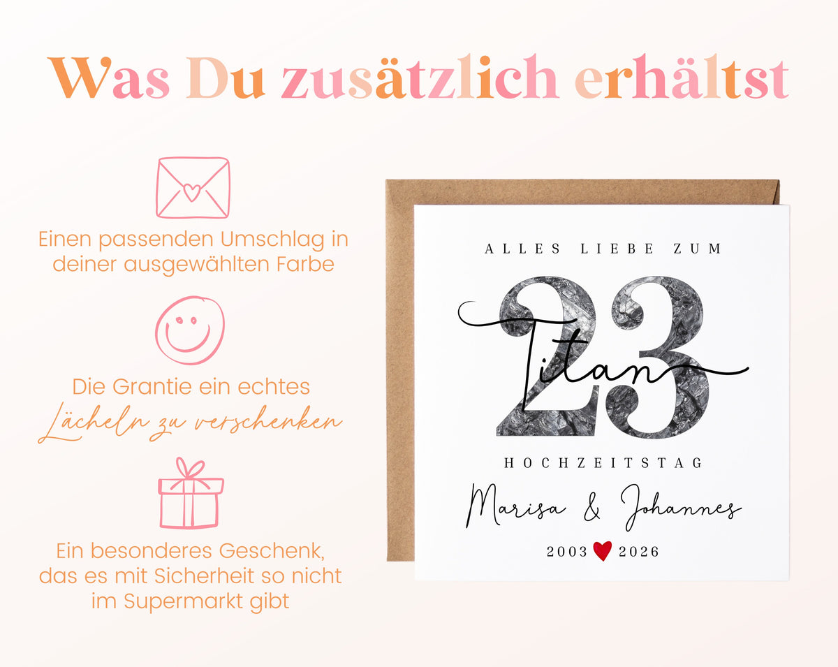 Titanhochzeit Karte - Titanzahl 23 - personalisiert