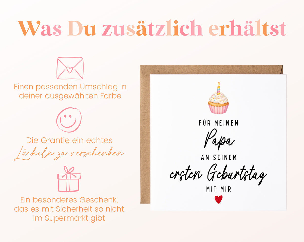 Geburtstagskarte für Papa mit Muffin mit passendem Umschlag