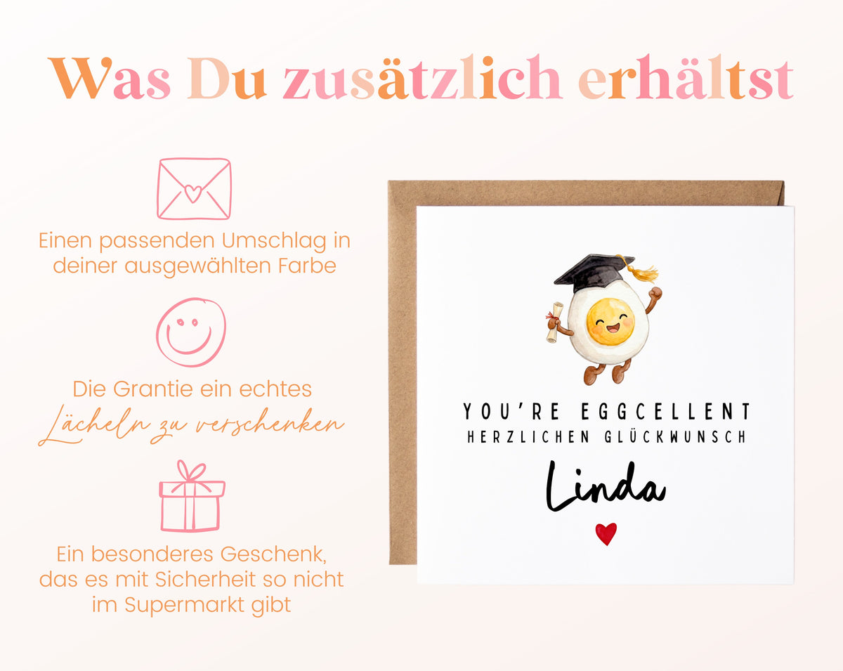 Personalisierte Abschlusskarte You're eggcellent – Zusätzliche Informationen