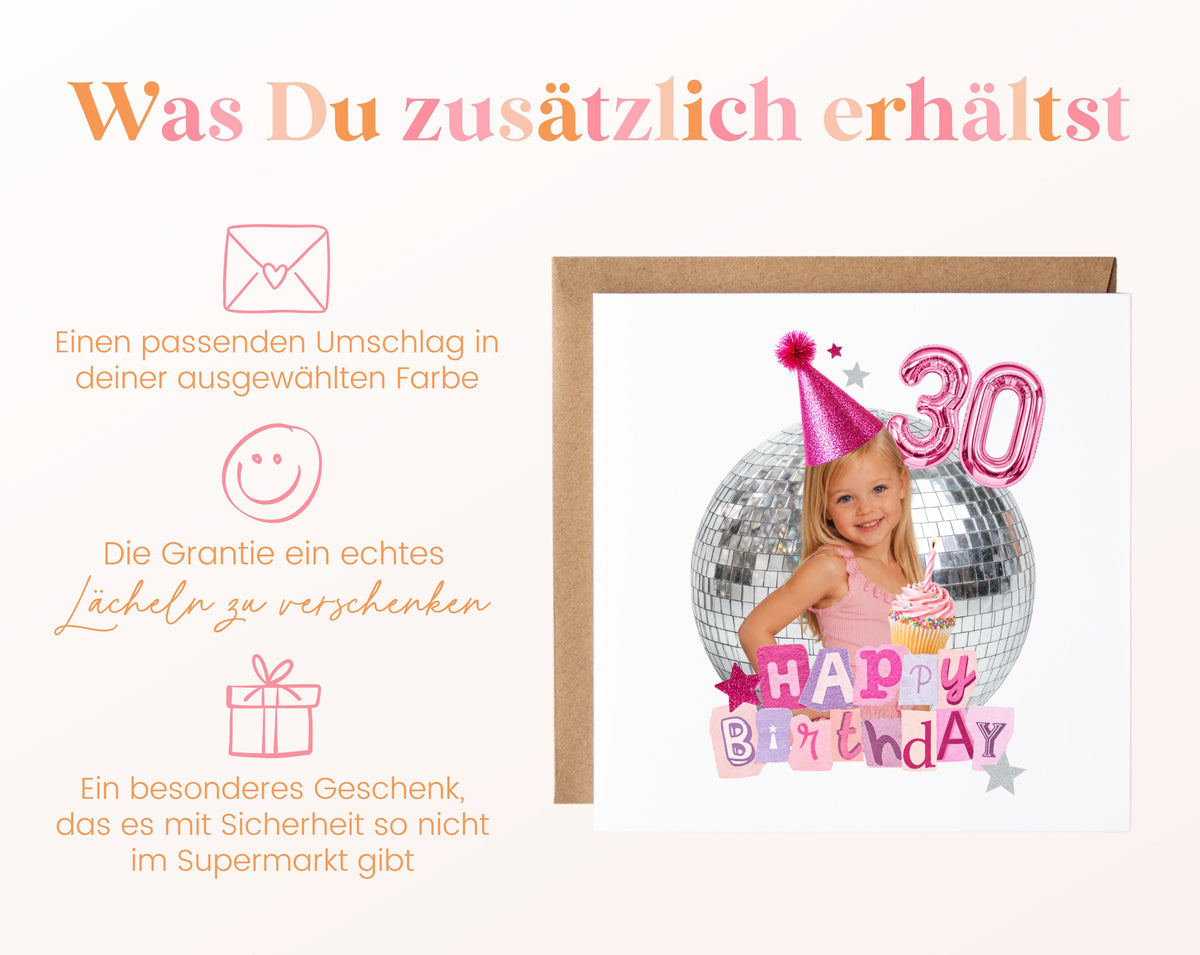 Passender Umschlag zur rosa Geburtstagskarte