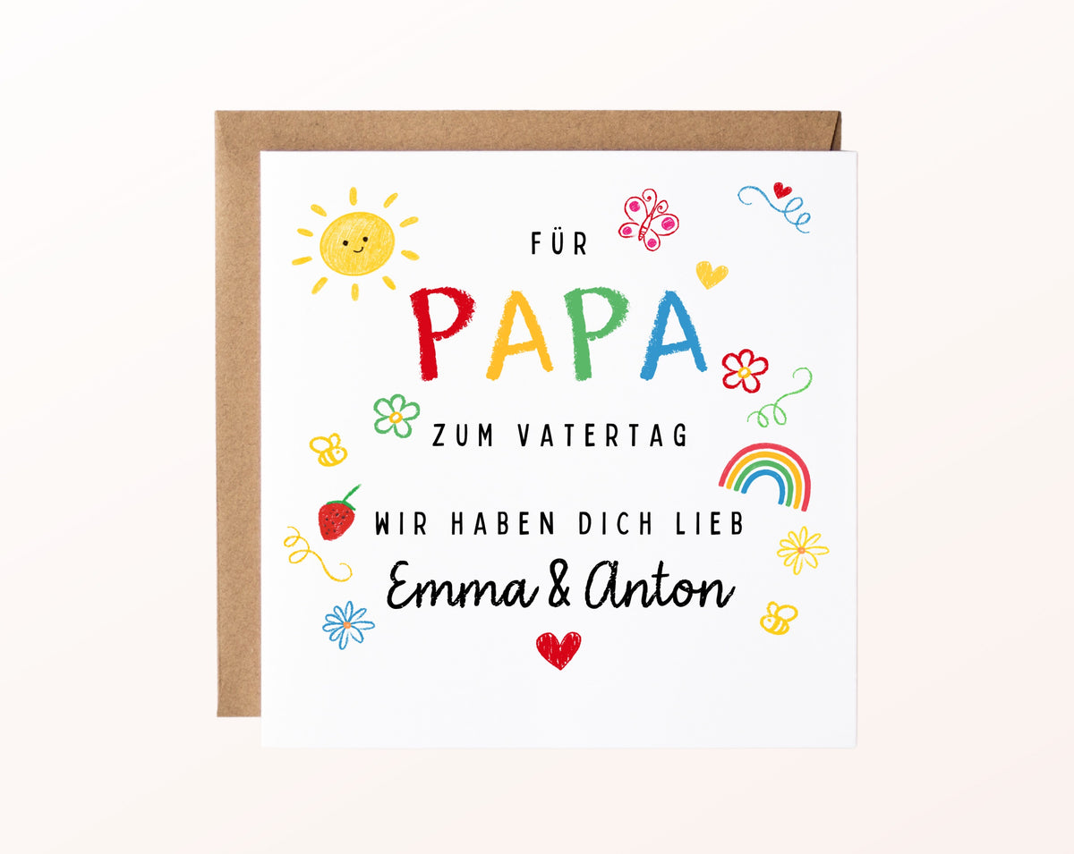Vatertagskarte Wir haben dich lieb mit Emma und Anton