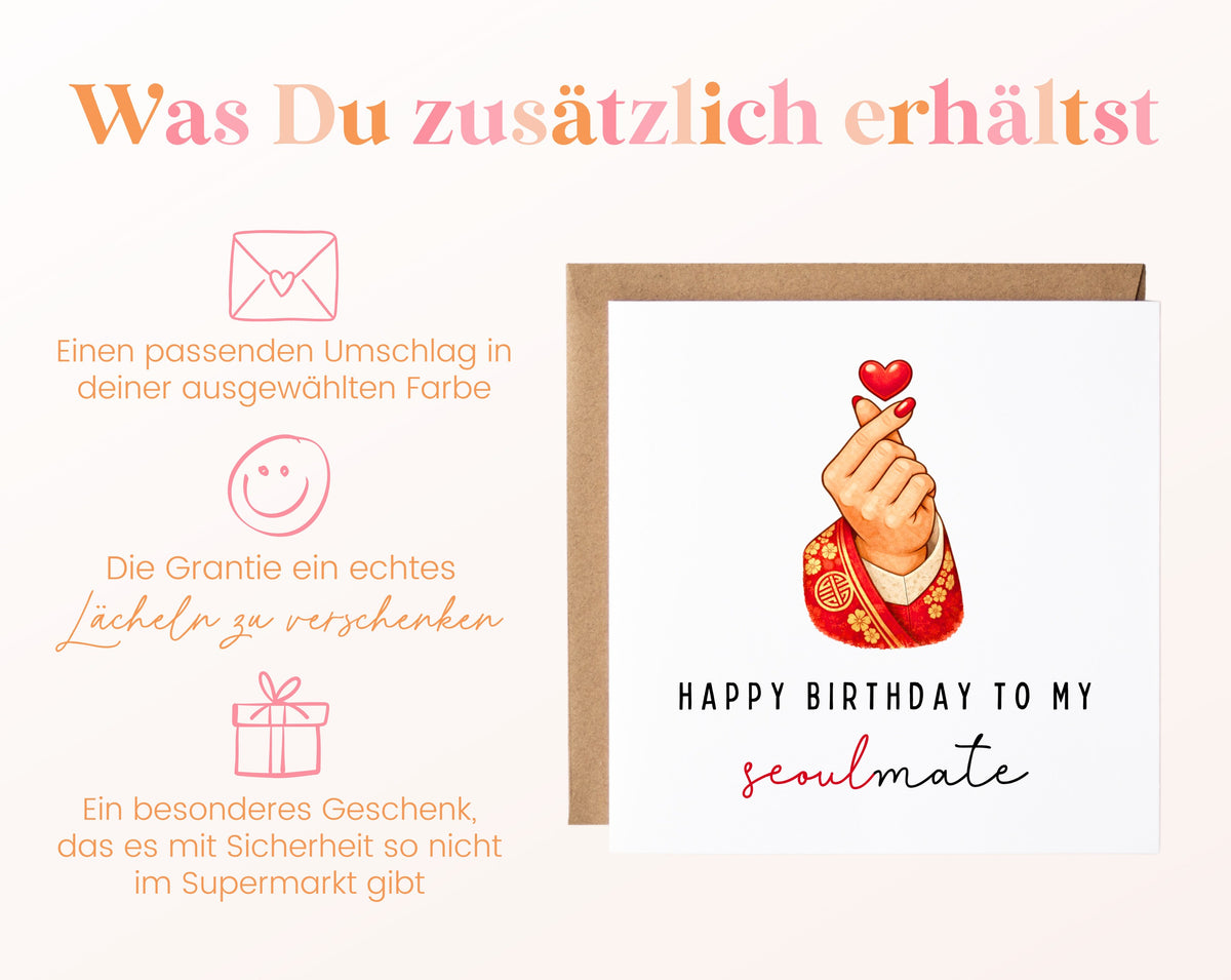 Soulmate Geburtstagskarte – Umschlag und Lieferumfang