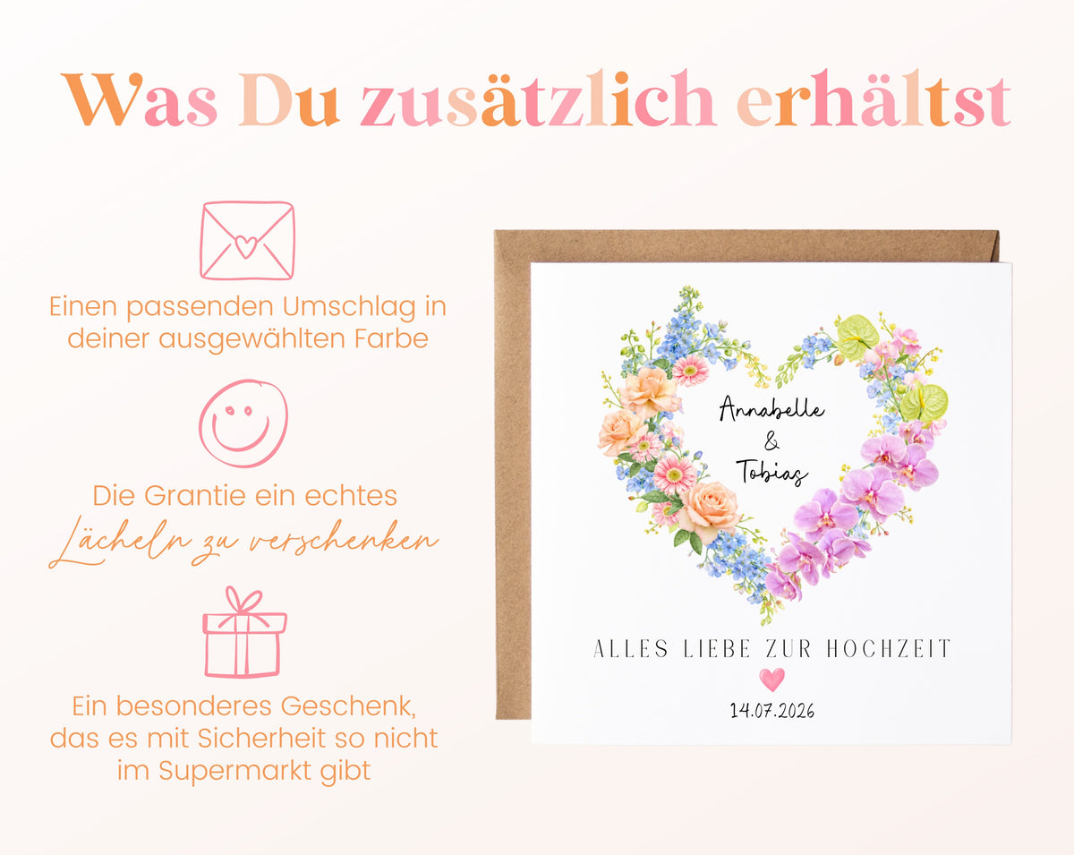 Hochzeitskarte mit Umschlag