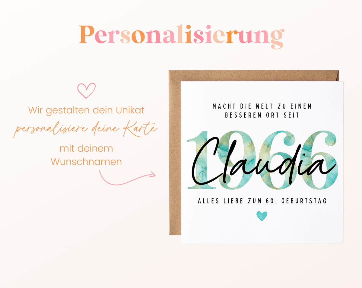 Personalisierte Geburtstagskarte Jahrgang 1966 – Beispiel der Namenspersonalisierung
