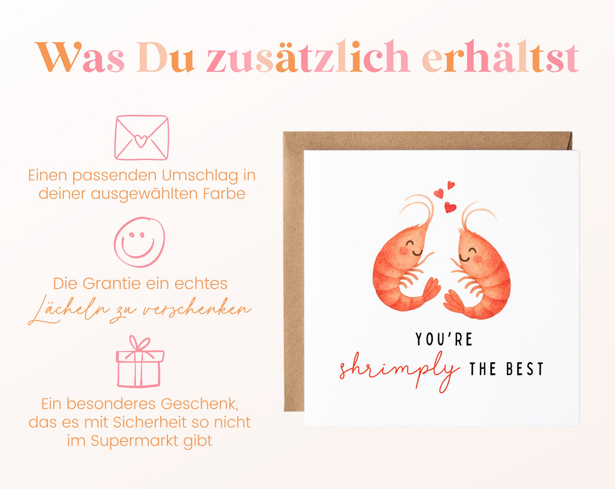Grußkarte Garnelen – You're shrimply the best – Zusätzliche Informationen