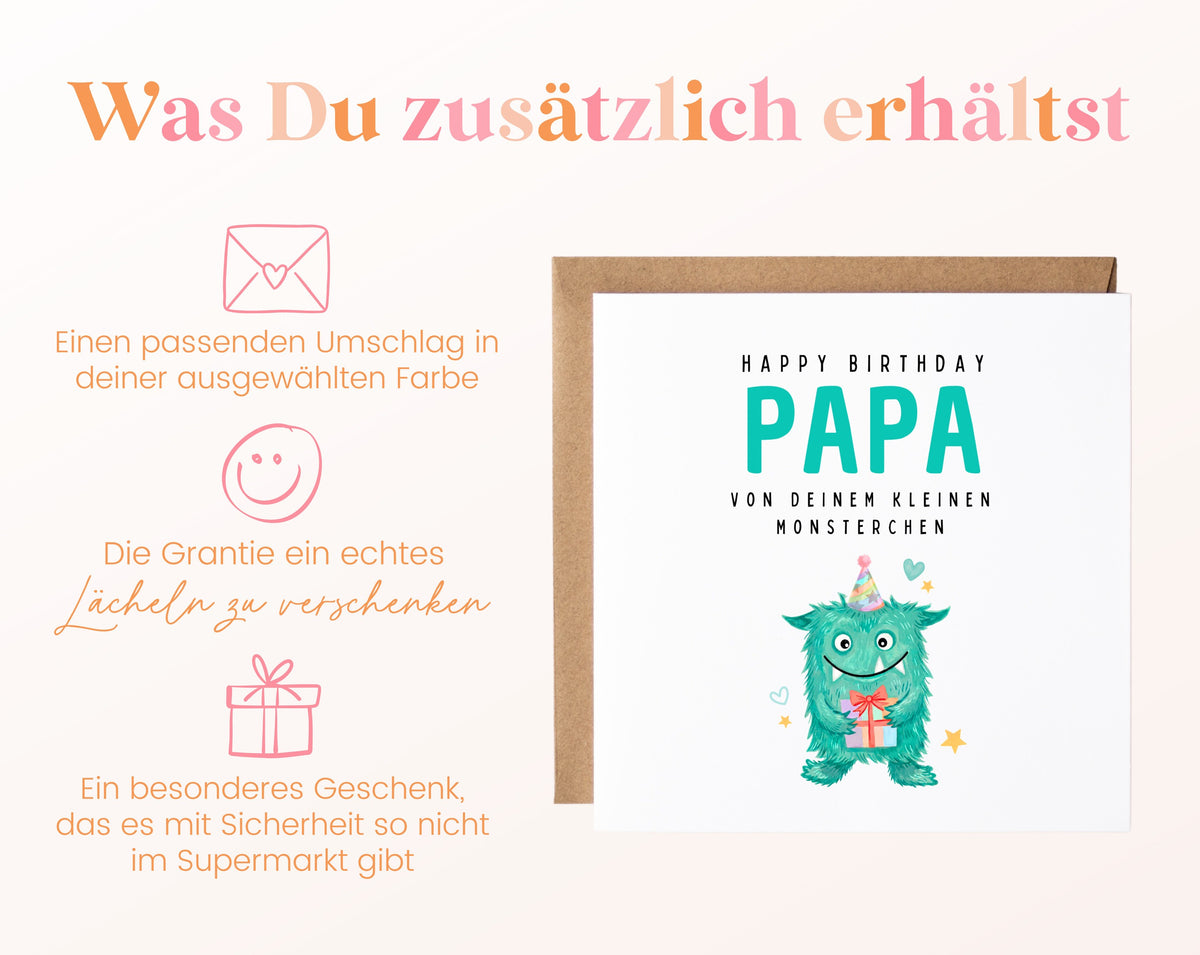 Geburtstagskarte Papa – Von Deinem kleinen Monsterchen – Zusätzliche Produktinformationen