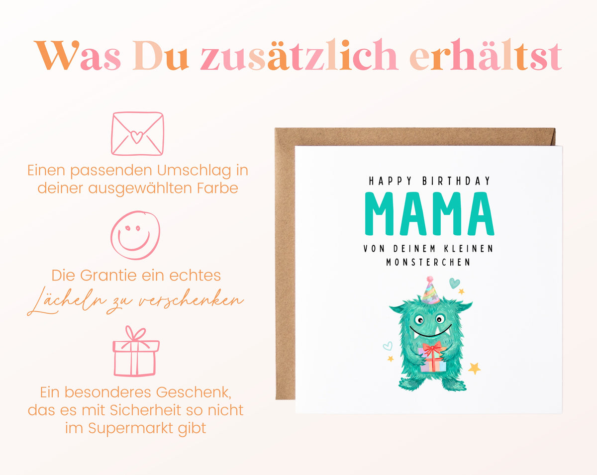 Geburtstagskarte Mama – Von Deinem kleinen Monsterchen – Zusätzliche Produktinformationen