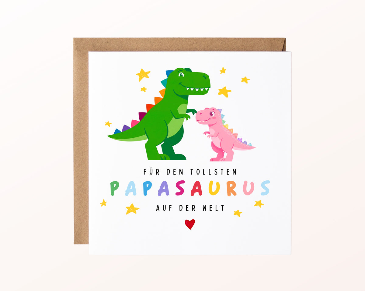 Papasaurus – Dino-Karte zum Geburtstag und Vatertag – 02_karte_pur_rose
