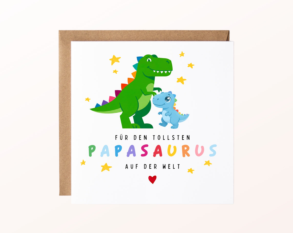 Papasaurus – Dino-Karte zum Geburtstag und Vatertag – 02_karte_pur_rose