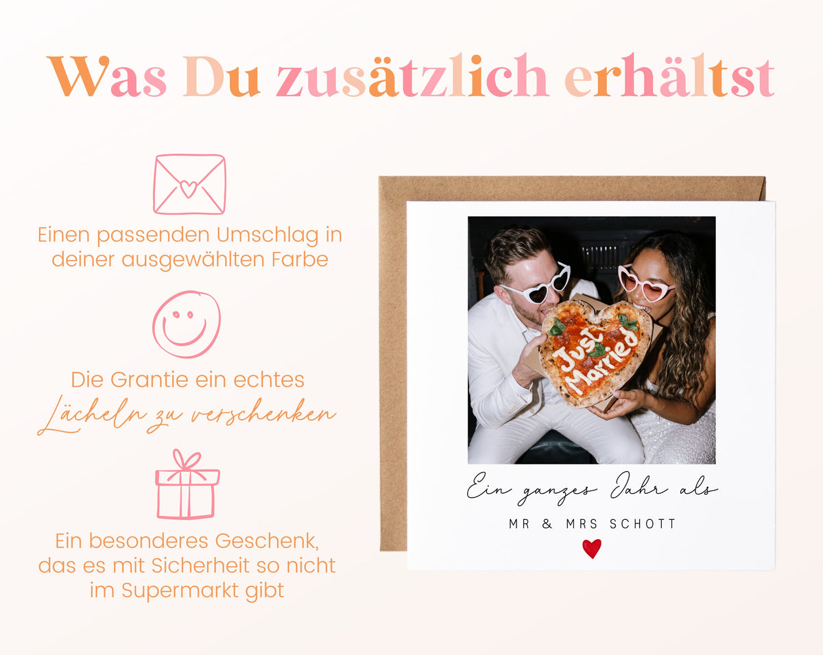 Fotokarte zum ersten Hochzeitstag – Details zur Karte