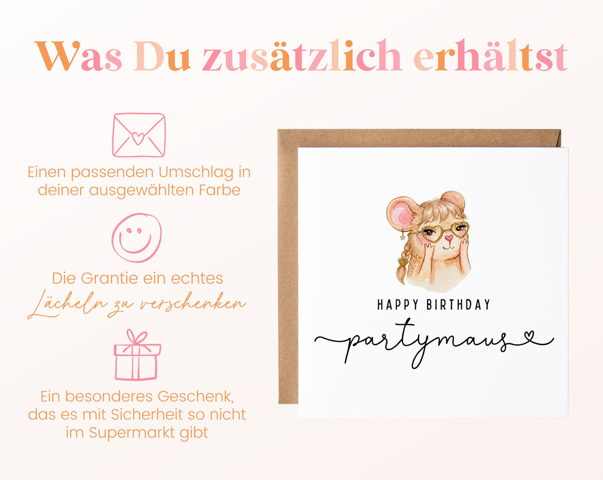 Geburtstagskarte – Partymaus – Zusätzliche Informationen
