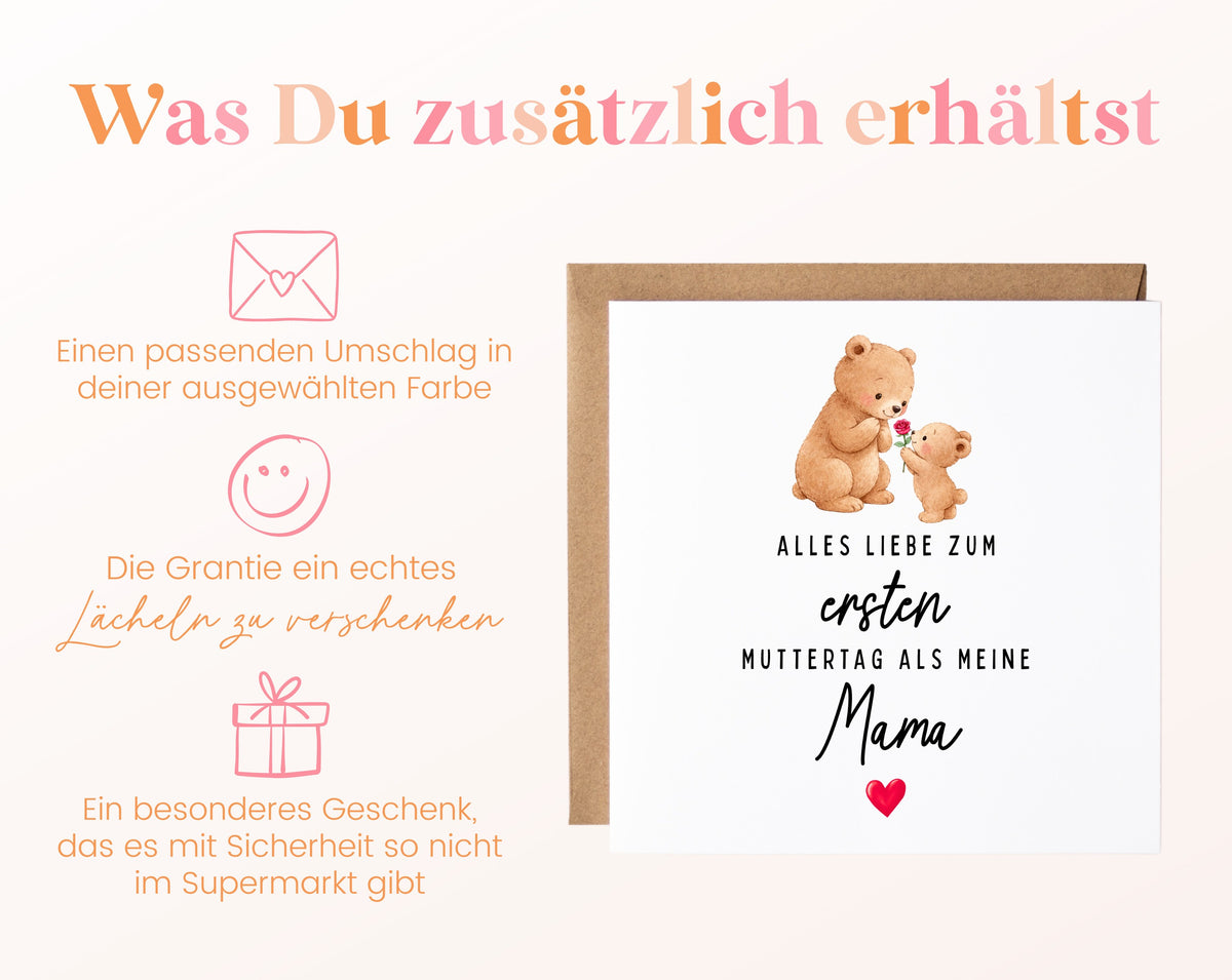 Personalisierte Muttertagskarte – Bären zum ersten Muttertag – Zusätzliche Informationen