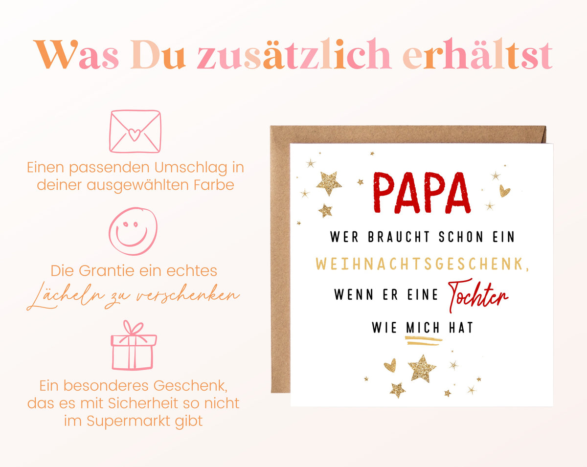Weihnachtskarte – Papa – Tochter als Weihnachtsgeschenk