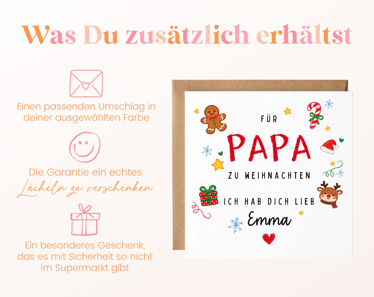 Weihnachtskarte für Papa – Umschlag und Lieferumfang