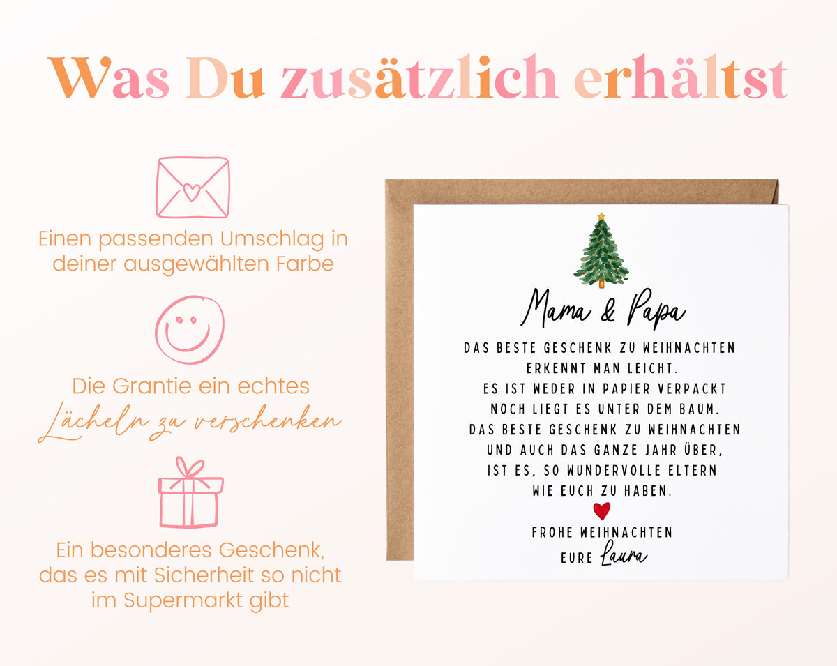 Weihnachtskarte – Das beste Geschenk: Mama & Papa – Zusätzliche Informationen