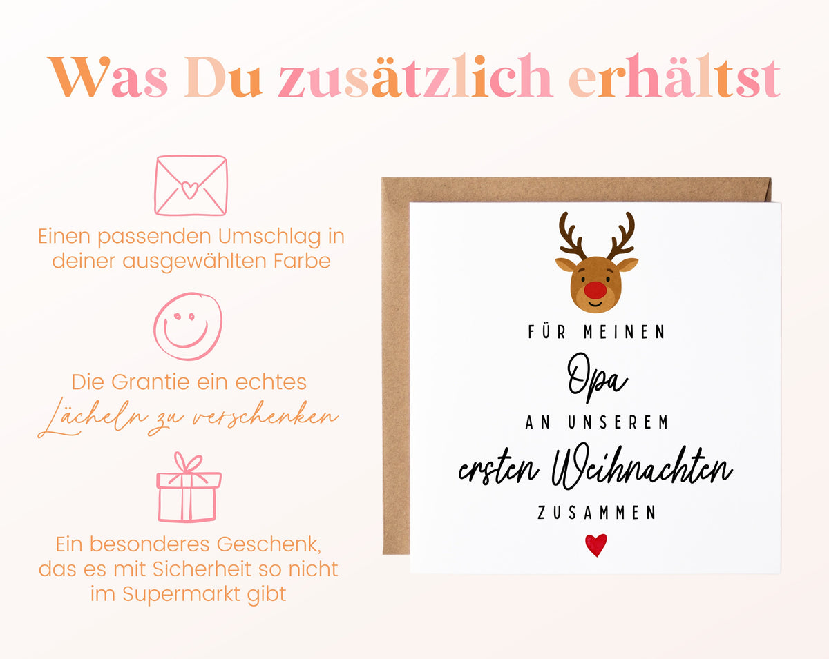 Weihnachtskarte – Erstes Weihnachten – Opa mit Rentier – 06 zusaetzlich