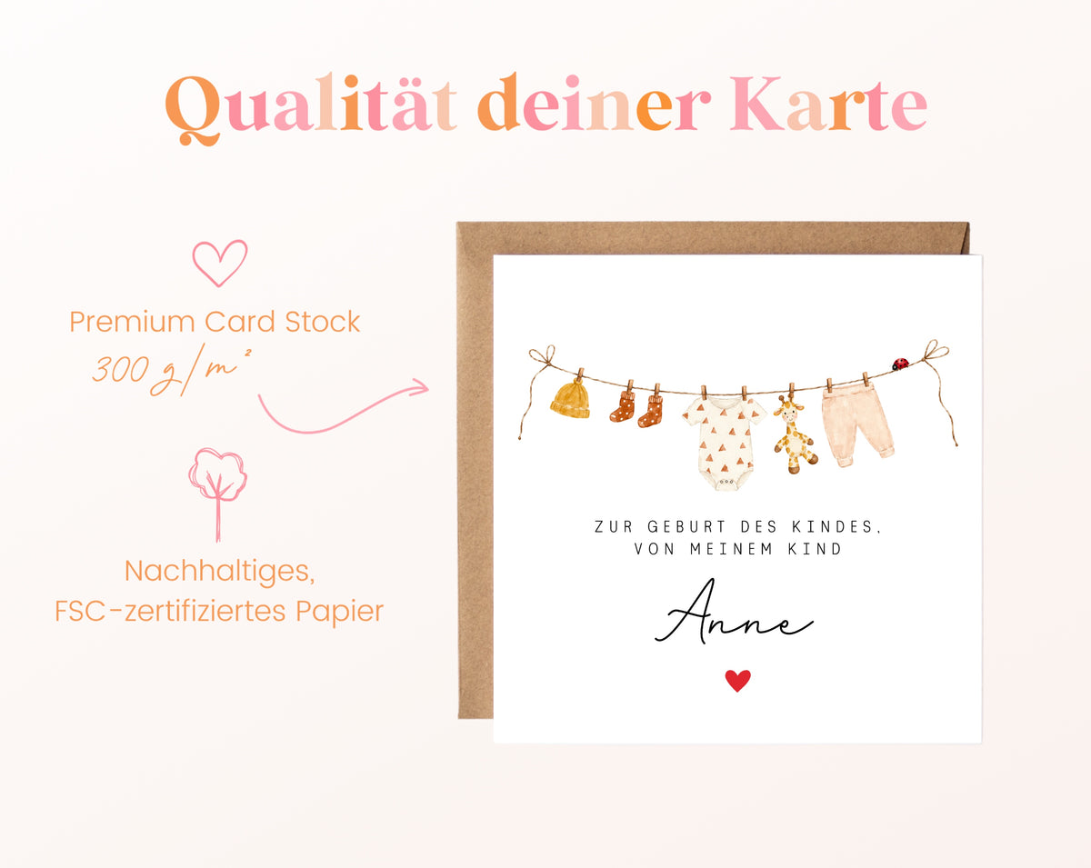 Karte zur Geburt des Enkelkindes – Für Tochter oder Sohn mit Namen