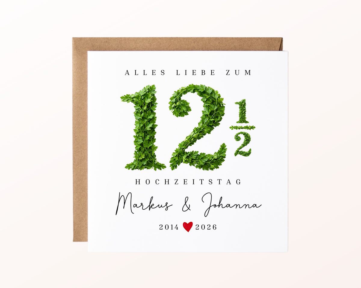 Petersilienhochzeit Karte - Blattzahl 12½ - personalisiert