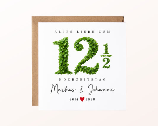 Petersilienhochzeit Karte - Blattzahl 12½ - personalisiert