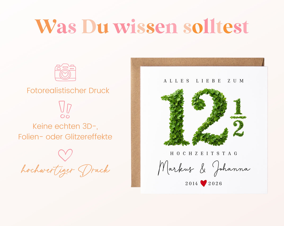 Petersilienhochzeit Karte - Blattzahl 12½ - personalisiert