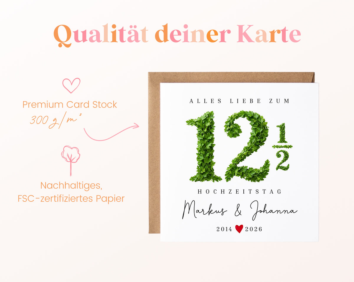 Petersilienhochzeit Karte - Blattzahl 12½ - personalisiert