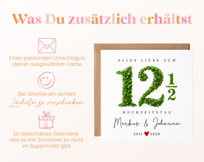 Petersilienhochzeit Karte - Blattzahl 12½ - personalisiert