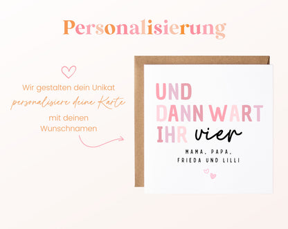 Karte zur Geburt zweites Kind rosa - Geschenk - personalisiert
