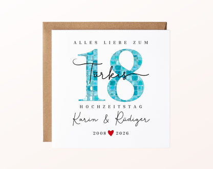 Türkishochzeit Karte - Mosaikzahl 18 - personalisiert