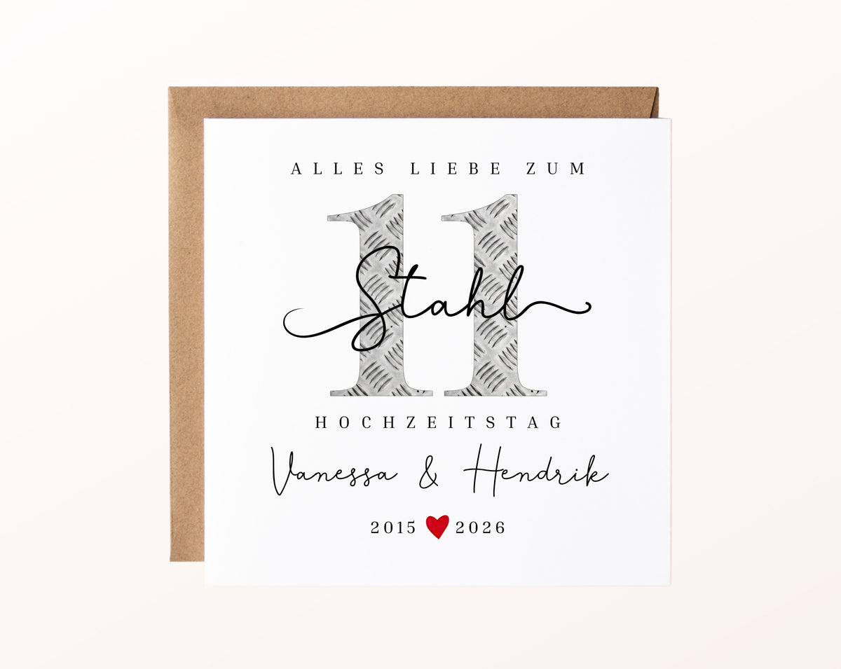 Stahlhochzeit Karte - 11. Hochzeitstag Riffelblech - personalisiert