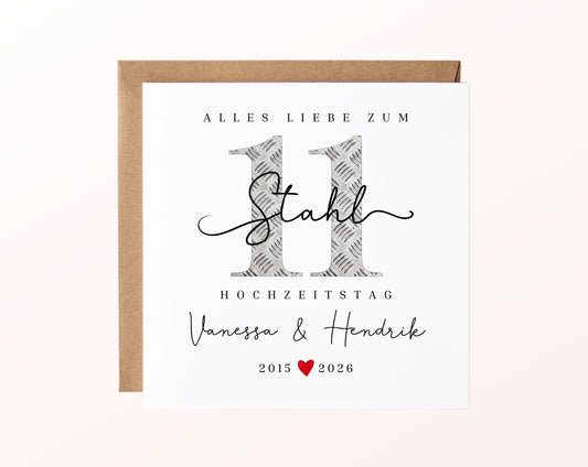 Stahlhochzeit Karte - 11. Hochzeitstag Riffelblech - personalisiert