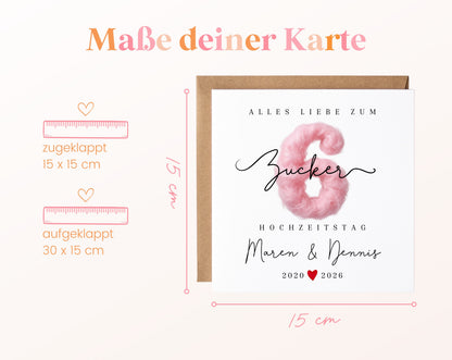 Zuckerhochzeit Karte - 6. Hochzeitstag Zuckerwatte - personalisiert