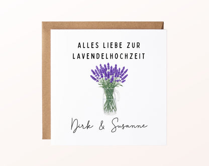 Lavendelhochzeit Karte - Lavendelstrauß - personalisiert