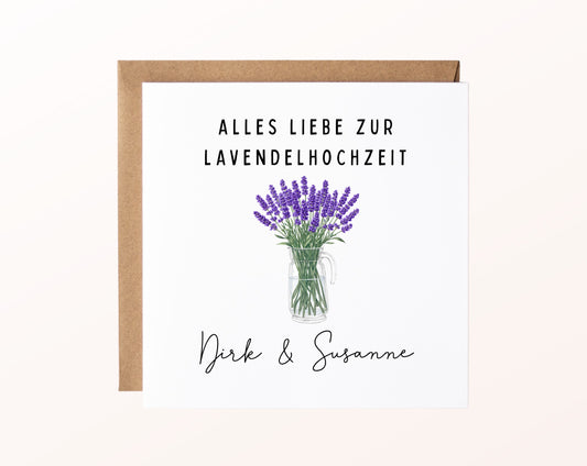 Lavendelhochzeit Karte - Lavendelstrauß - personalisiert