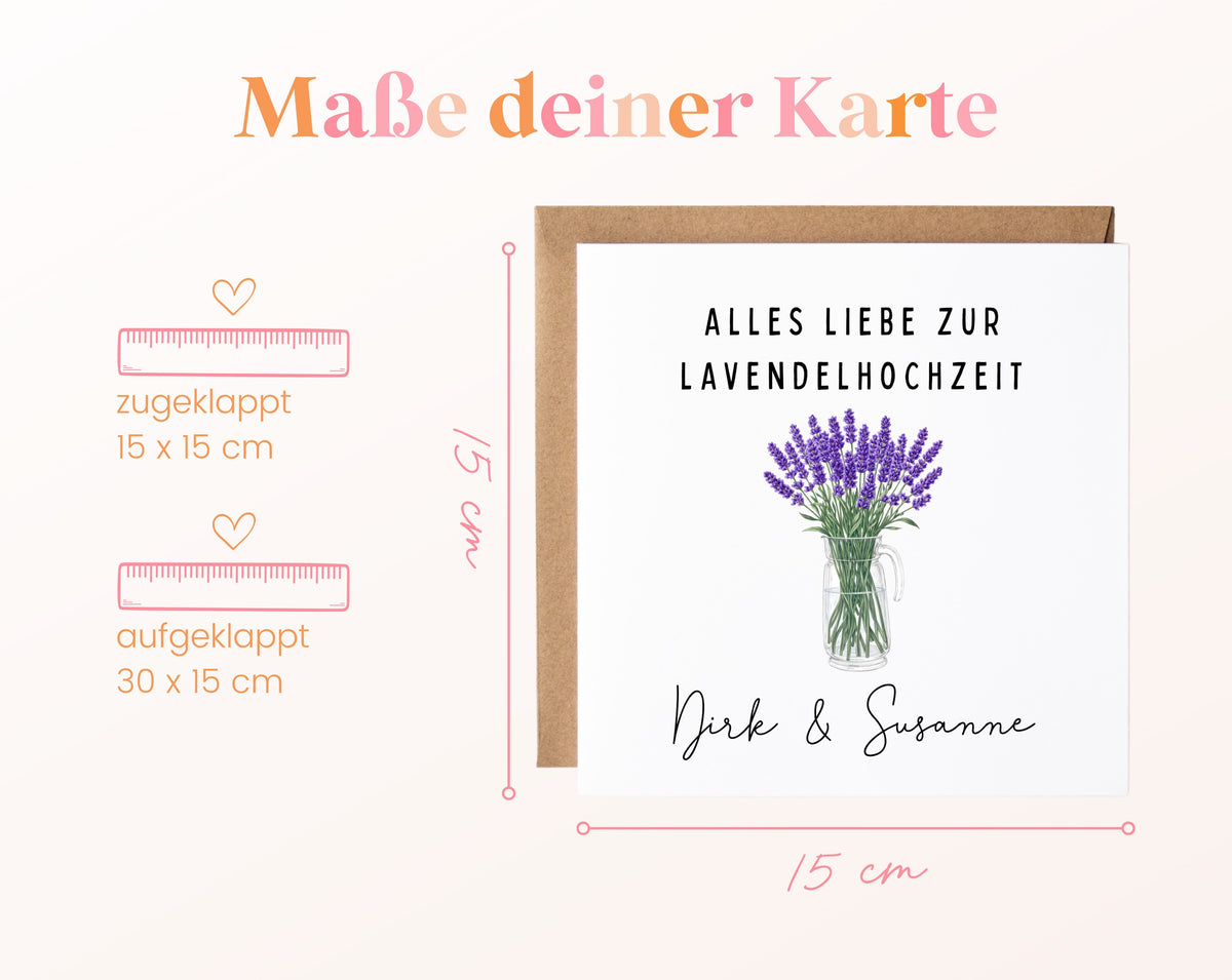 Lavendelhochzeit Karte - Lavendelstrauß - personalisiert