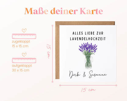Lavendelhochzeit Karte - Lavendelstrauß - personalisiert