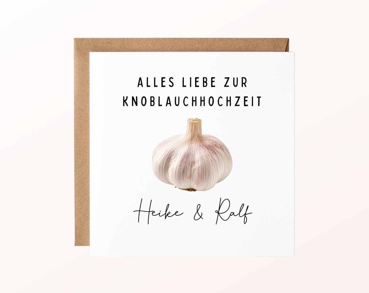 Knoblauchhochzeit Karte - Knoblauchknolle - personalisiert
