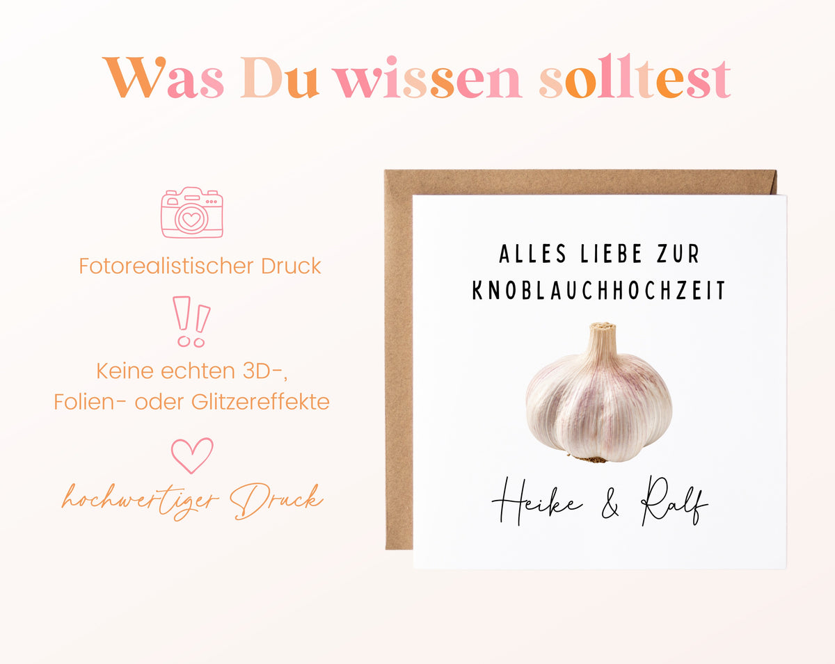 Knoblauchhochzeit Karte - Knoblauchknolle - personalisiert