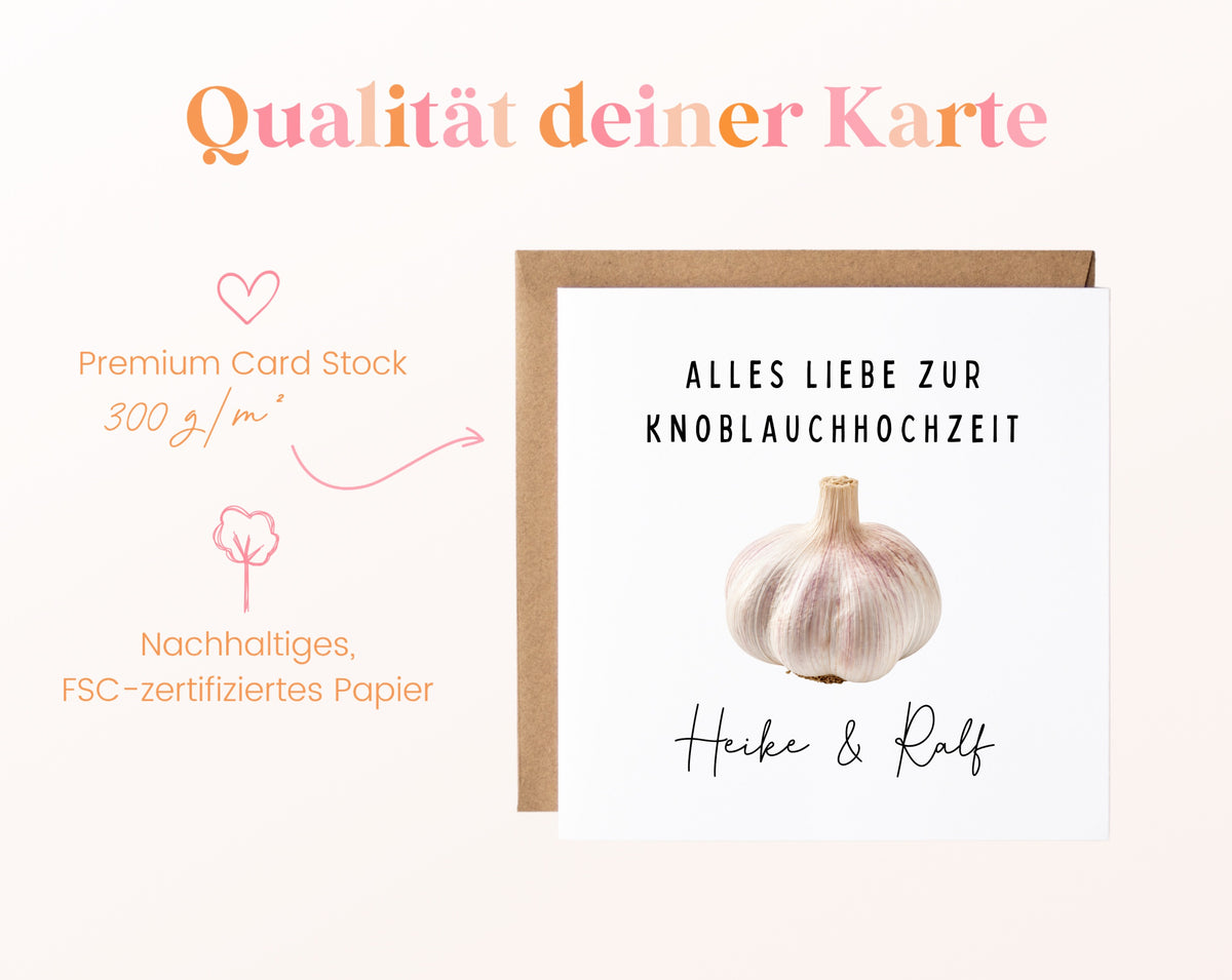 Knoblauchhochzeit Karte - Knoblauchknolle - personalisiert