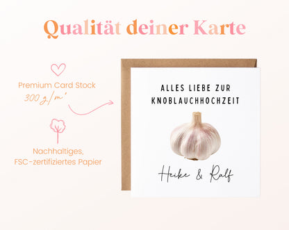 Knoblauchhochzeit Karte - Knoblauchknolle - personalisiert