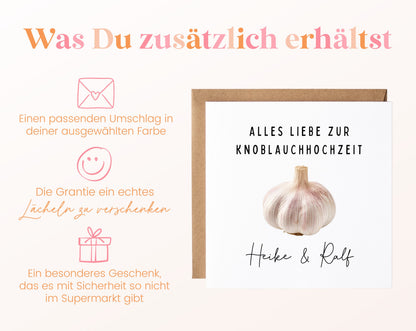 Knoblauchhochzeit Karte - Knoblauchknolle - personalisiert