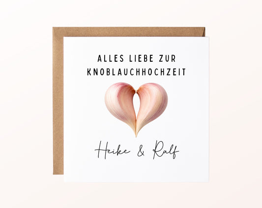 Knoblauchhochzeit Karte - Knoblauchherz - personalisiert