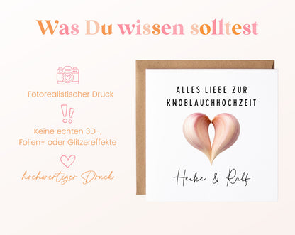Knoblauchhochzeit Karte - Knoblauchherz - personalisiert