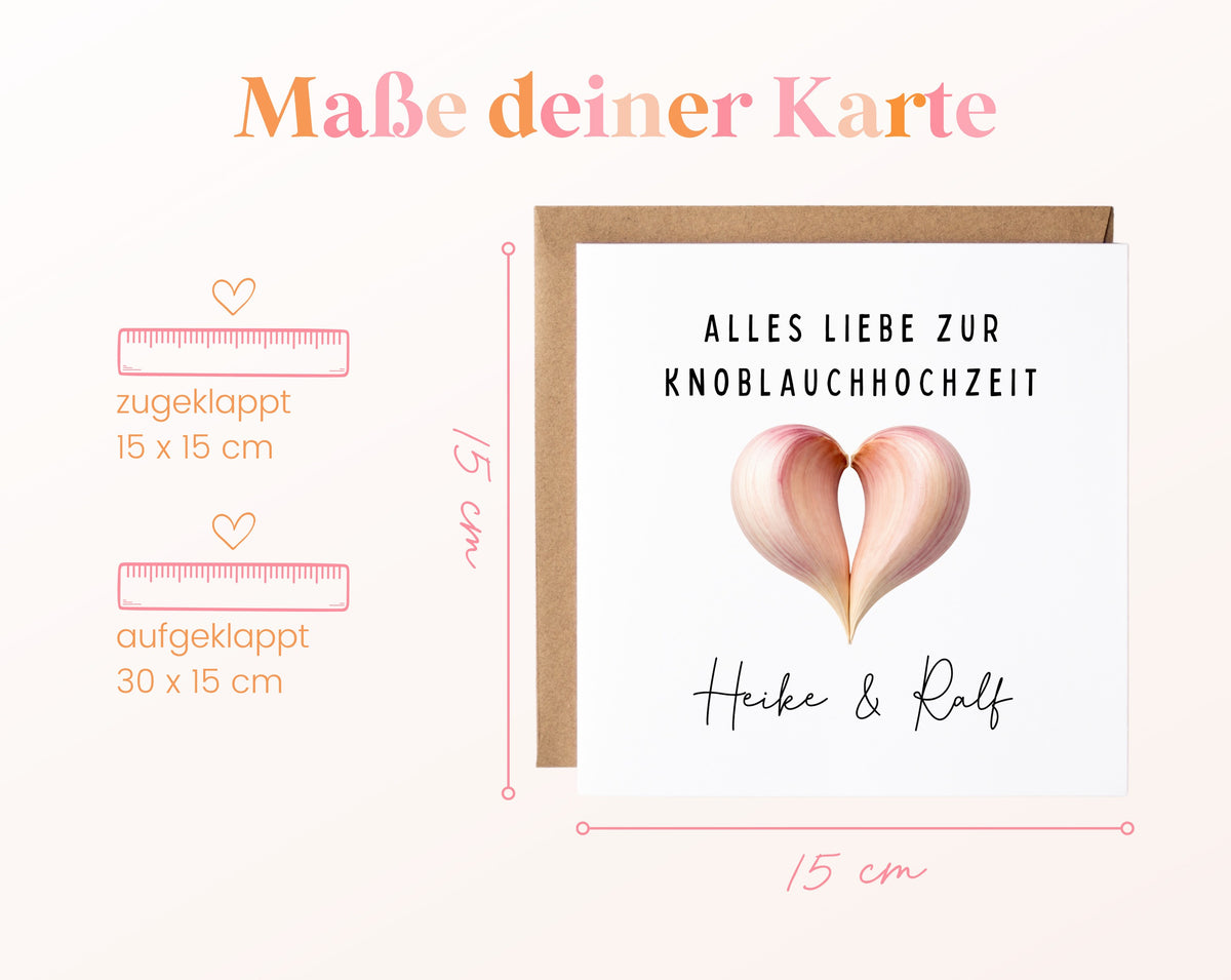 Knoblauchhochzeit Karte - Knoblauchherz - personalisiert