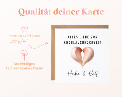 Knoblauchhochzeit Karte - Knoblauchherz - personalisiert