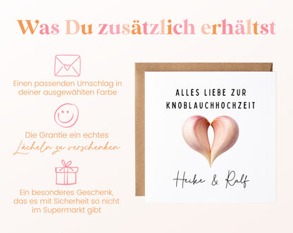 Knoblauchhochzeit Karte - Knoblauchherz - personalisiert